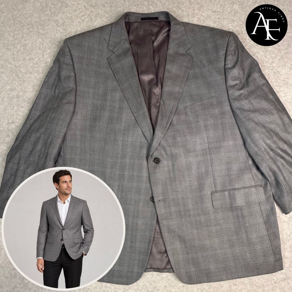 Lauren Ralph Lauren Mens 52R Silk Wool Blazer Gray Glen Plaid‎ Sport Coat Jacket